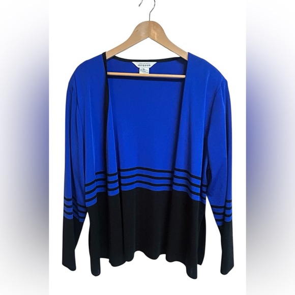 Misook Sweaters - Exclusively Misook Blue 2 Tone Black Knit Open Front Cardigan Sweater Size XL